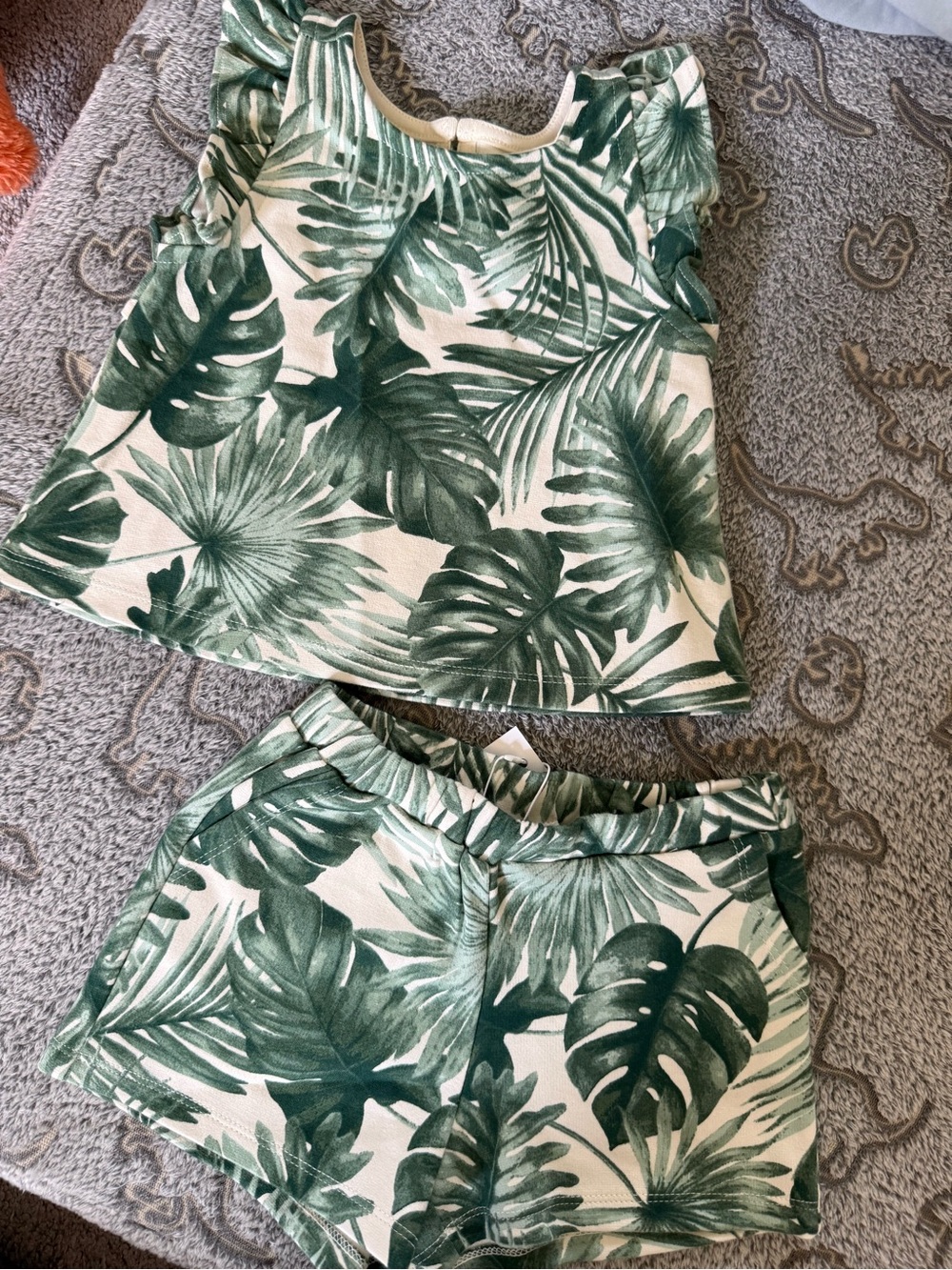 Janie and Jack Green Tropical Leaf Kids Matching Set NWT SIZE 2T